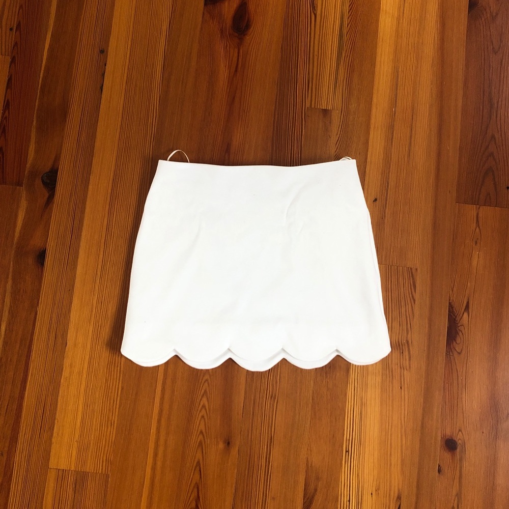 White Scalloped Mini Skirt
